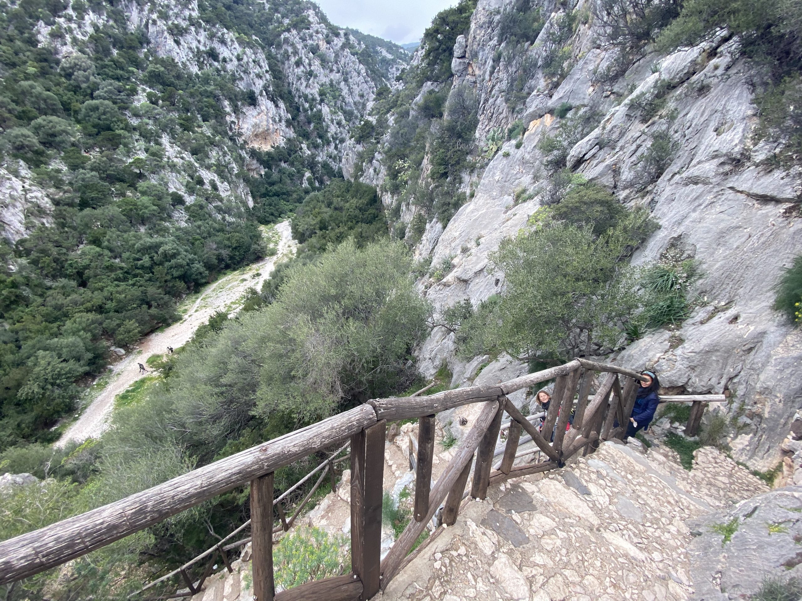 Steep stone steps on a hiking route along Sardinia's Gulf of Orosei coast