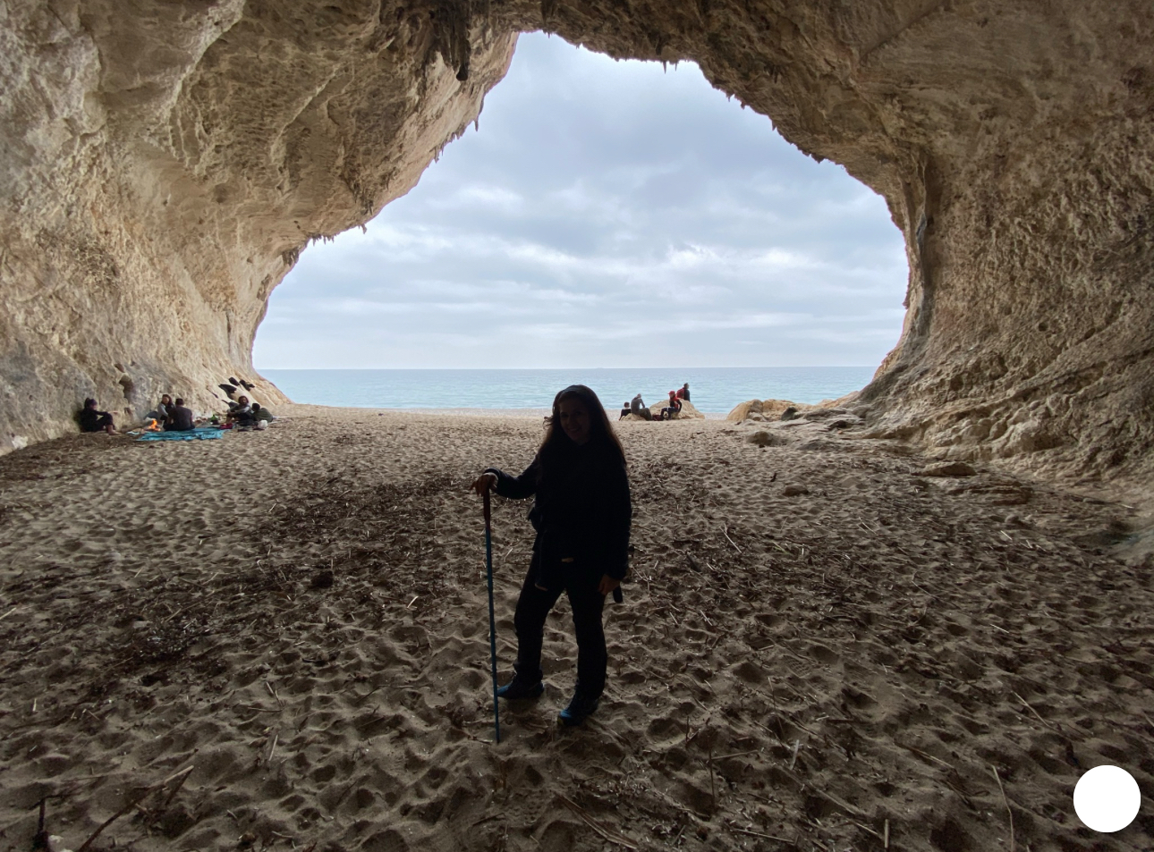 Interior view of a large limestone cave at Cala Luna in Sardinia