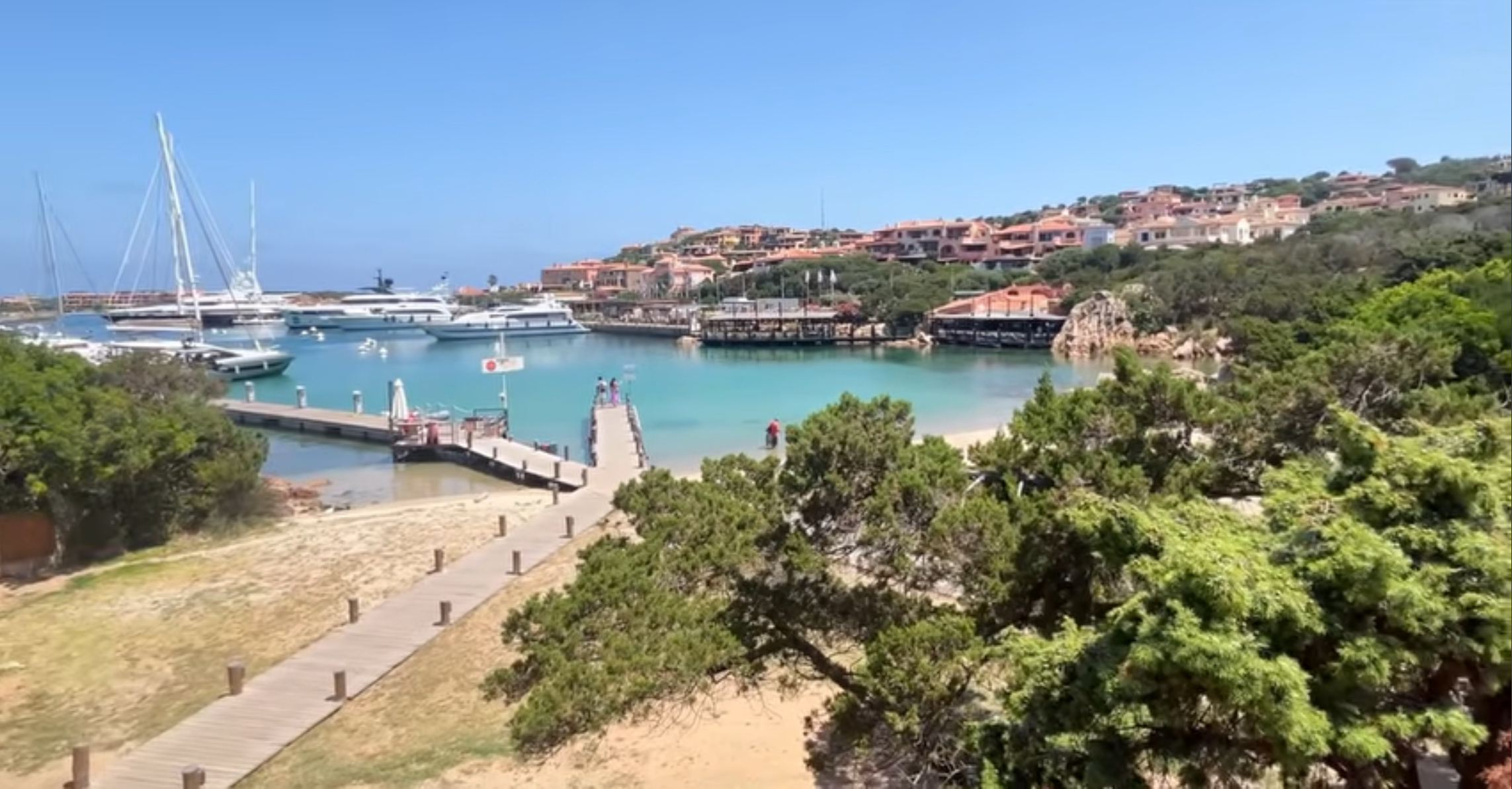 Porto Cervo village and marina overlooking clear turquoise water