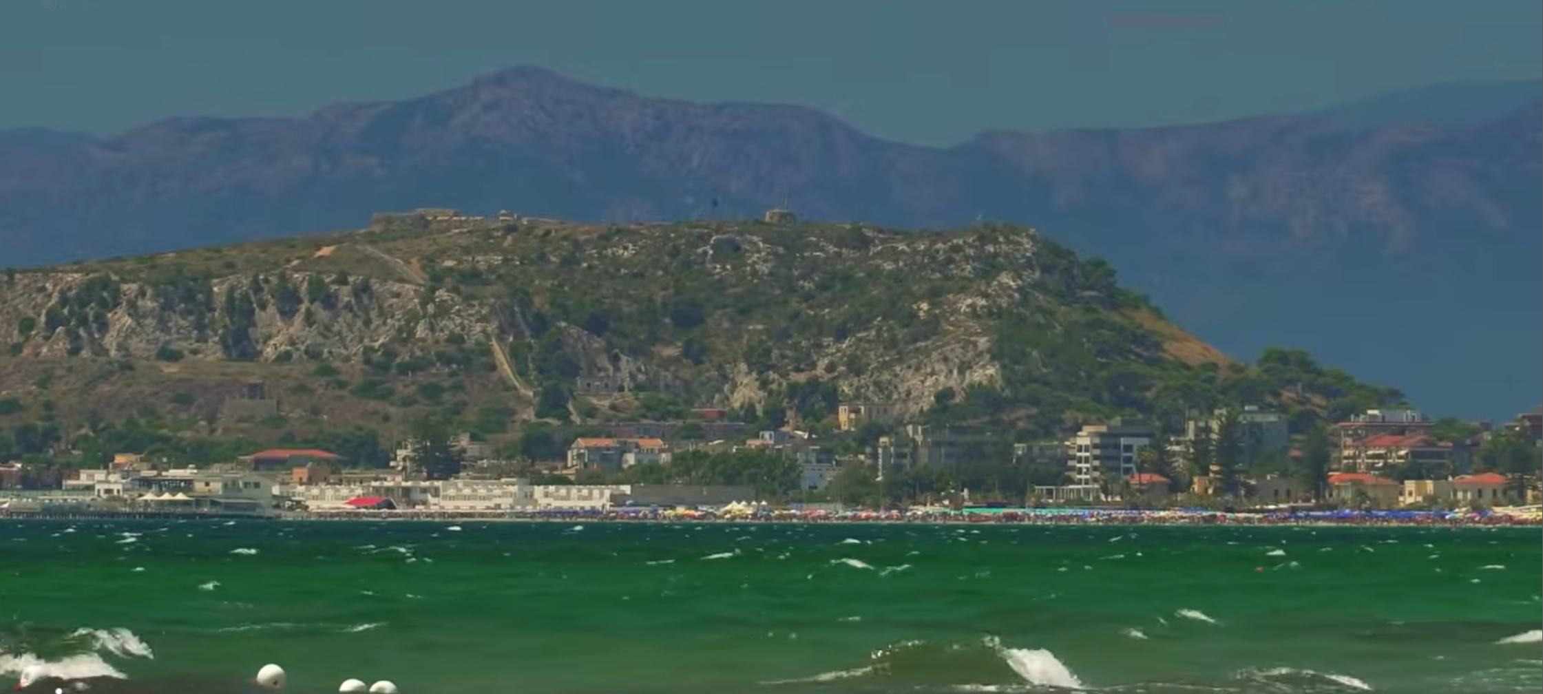 Poetto Beach and the Sella del Diavolo headland near Cagliari