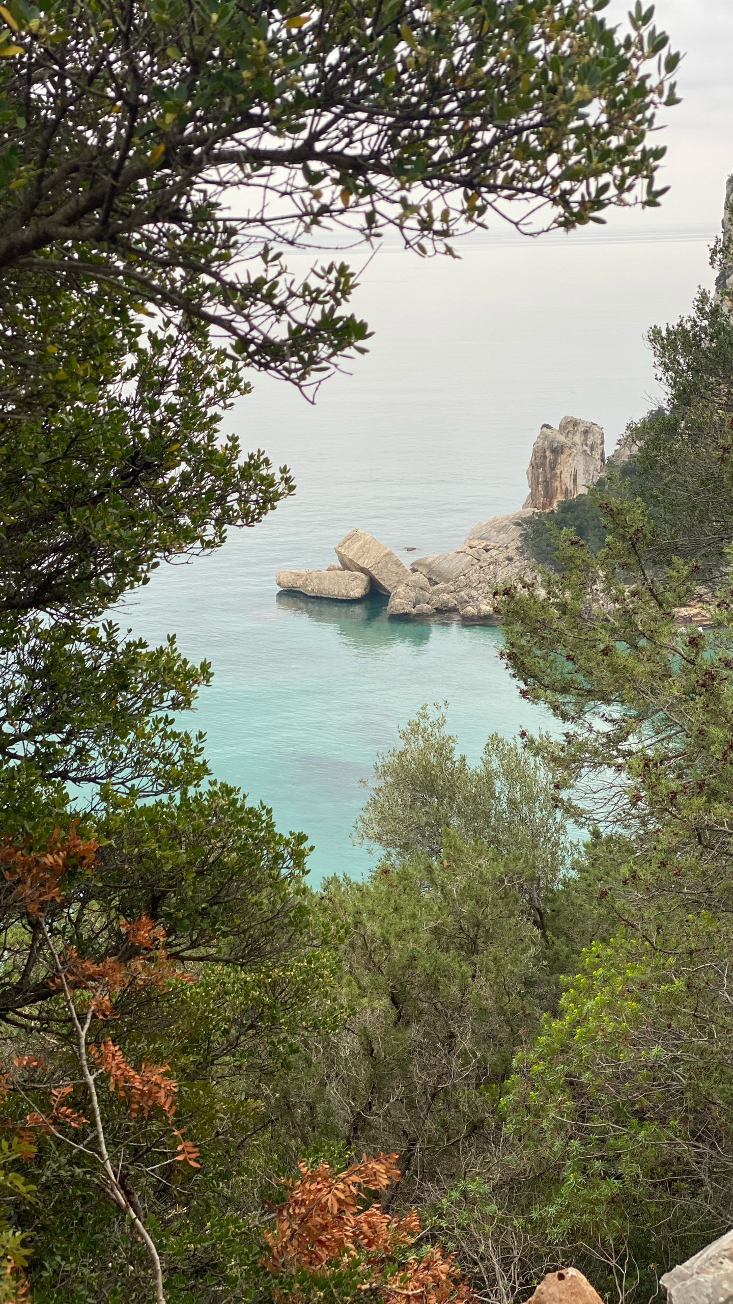 Elevated view over the Gulf of Orosei from the hiking route toward Cala Luna